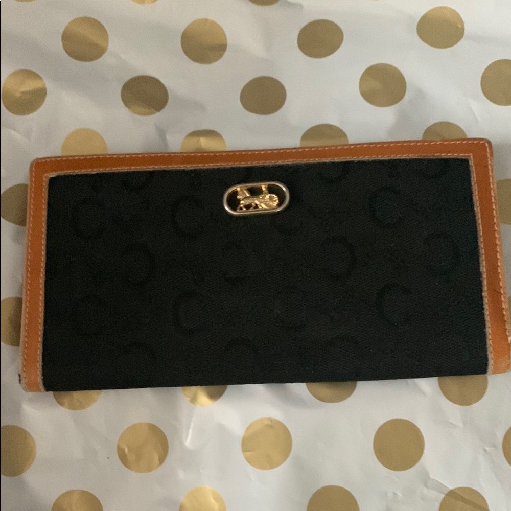 Chic Black and Tan Celine Wallet with Gold Detail